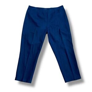 Elie Tahari Size 14 Blue Denim Wide Leg Trousers Pants
